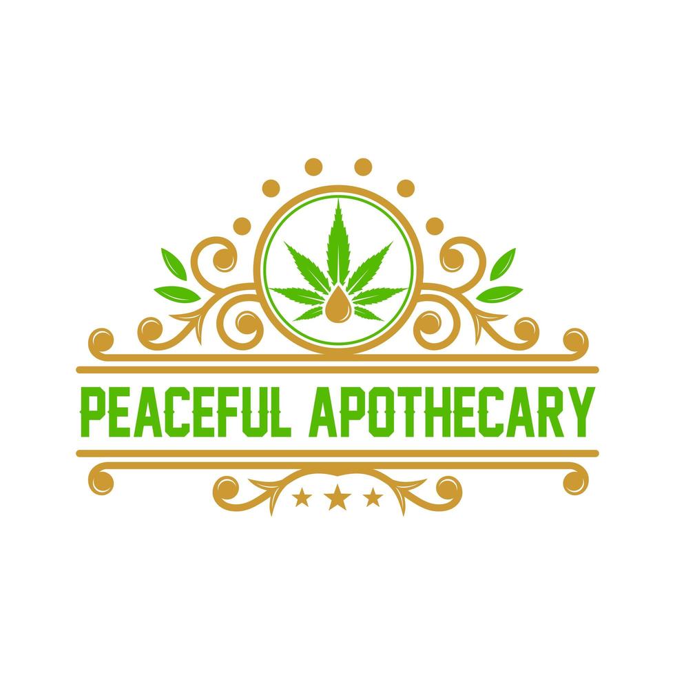 diseño de logotipo vintage de aceite de hoja de cannabis vector