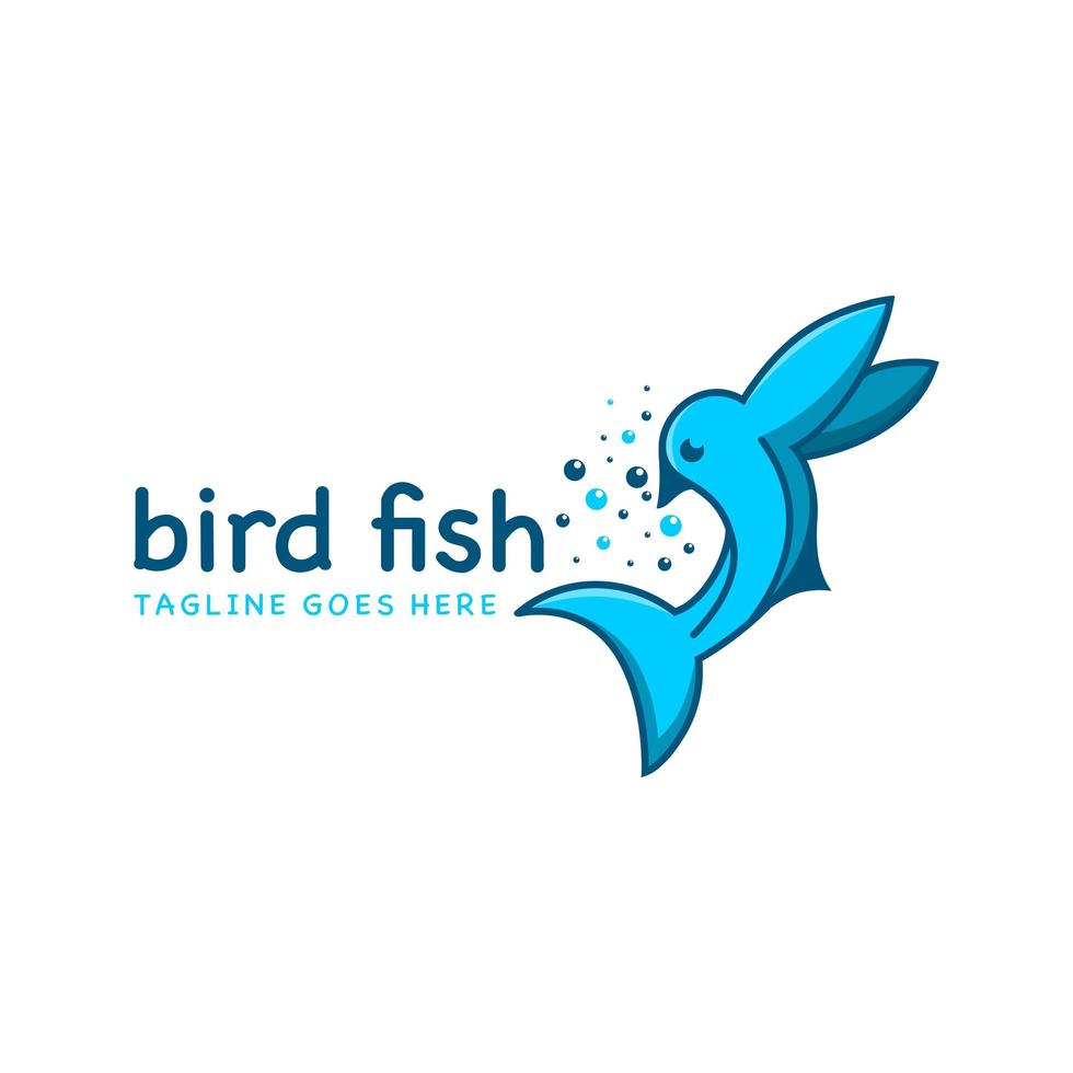 fish bird logo design template vector