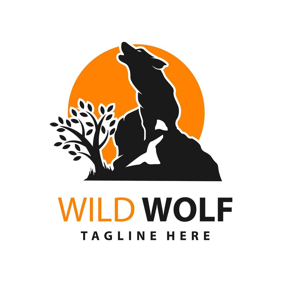 wild wolf logo design template vector
