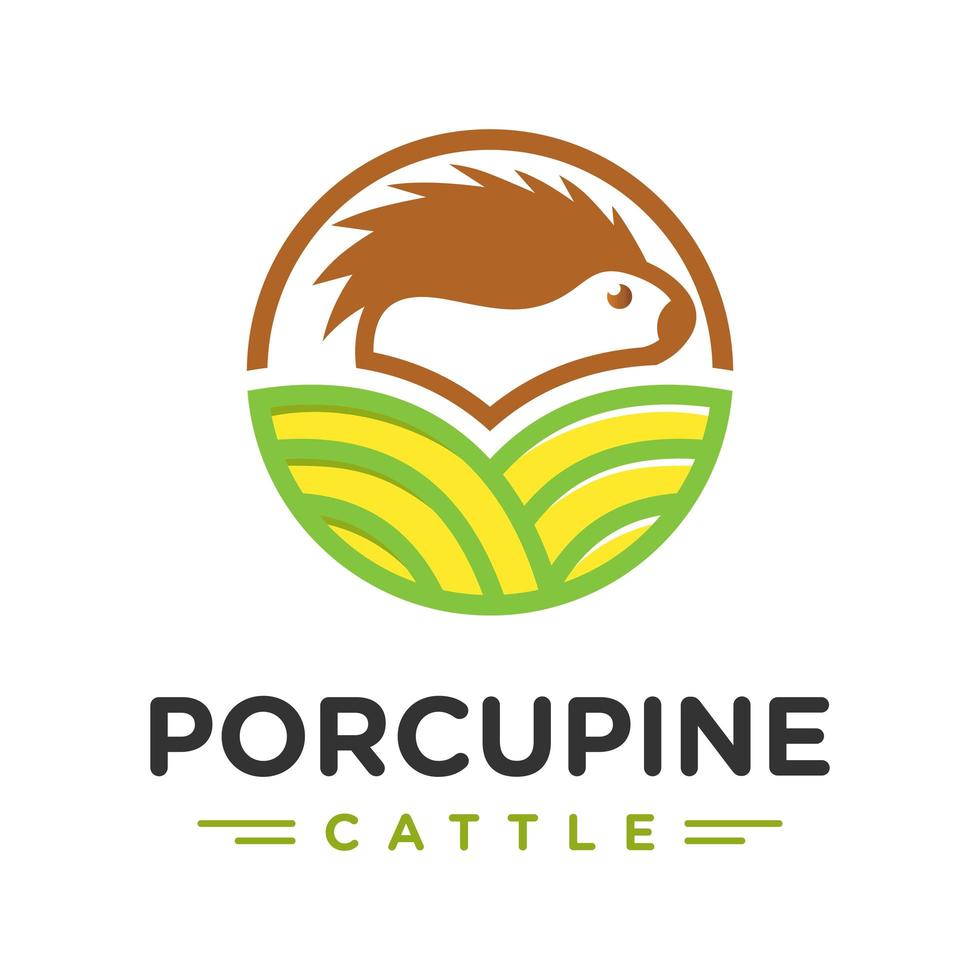 hedgehog livestock logo design vector