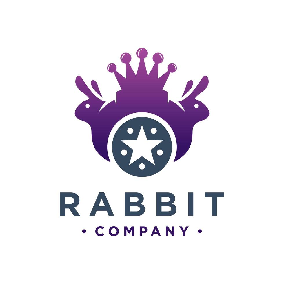 diseño de logotipo de rey conejo vector