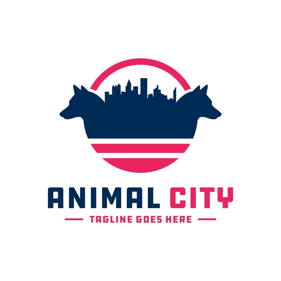 vector logo de lobo ciudad animal