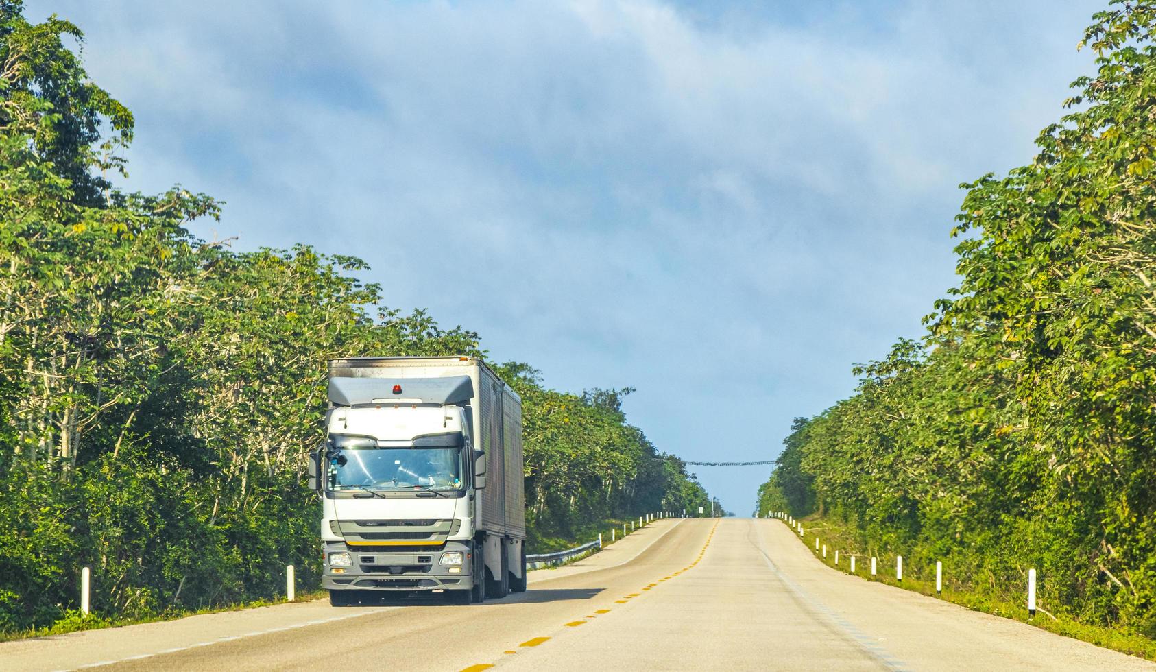 Conducir camión en la carretera en la selva tropical naturaleza de México. foto