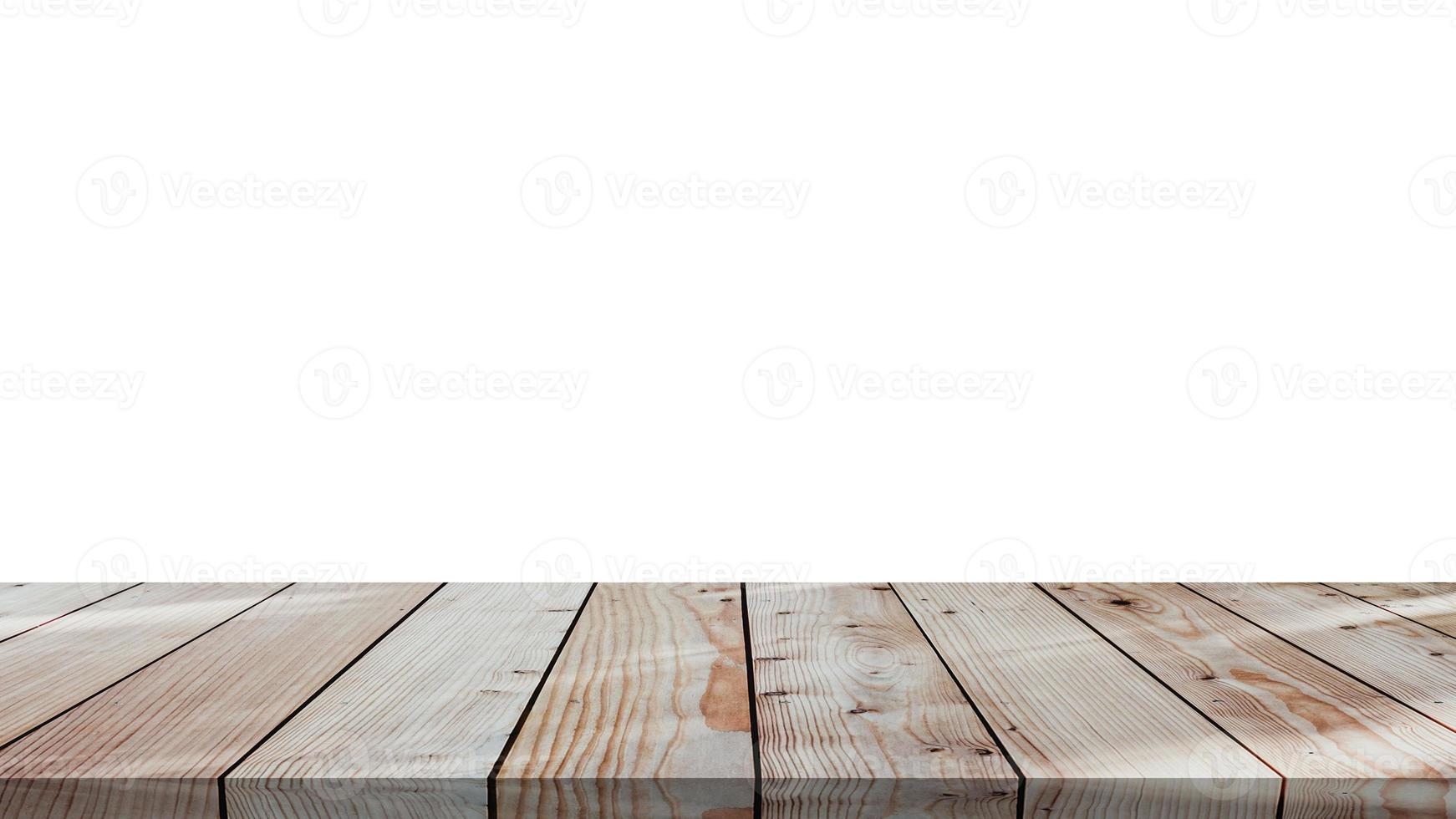 Wood table front view with blank white background for product display.  5022416 Stock Photo at Vecteezy