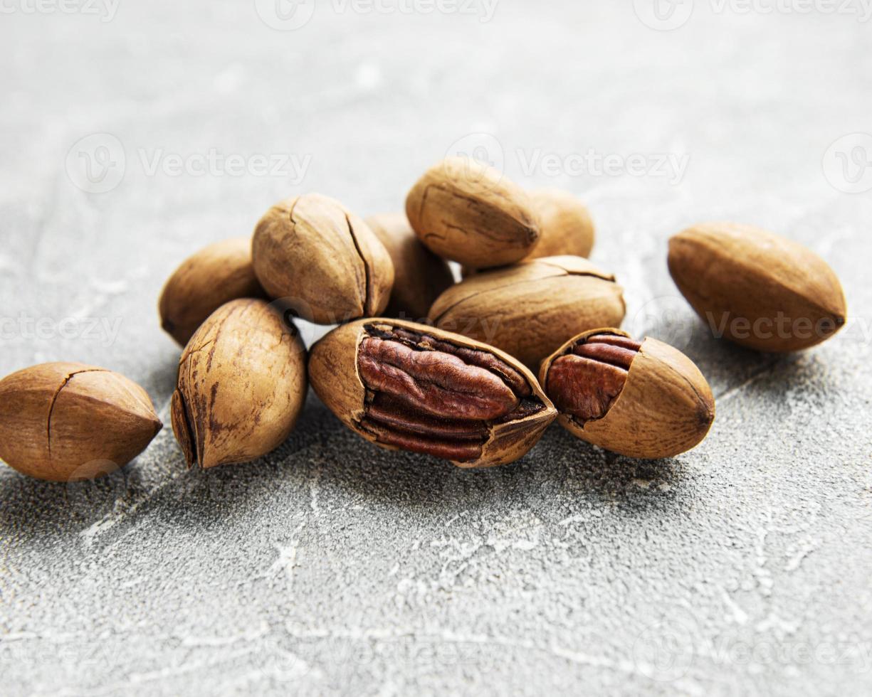 Pecan nuts on a table photo