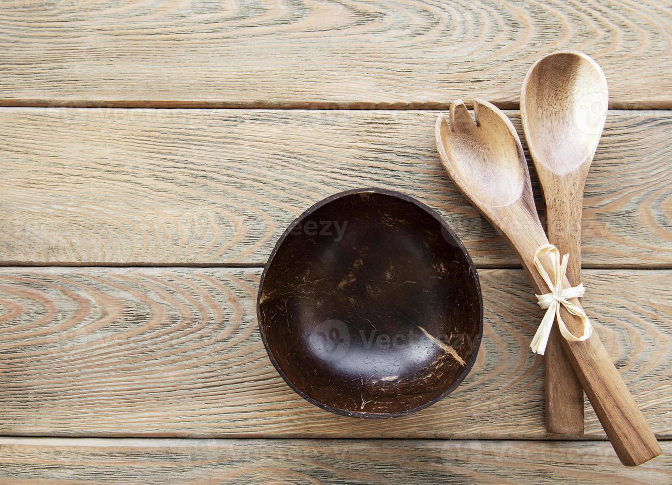 cubiertos de madera utensilios de cocina foto