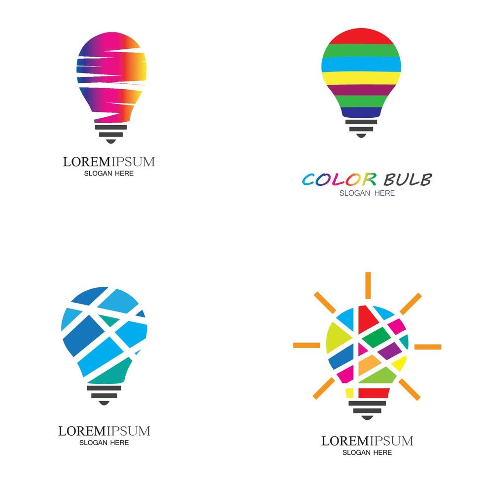 bombilla de colores diseños de logotipo concepto creativo icono símbolo tecnología logo bombilla diseños de logotipo vector