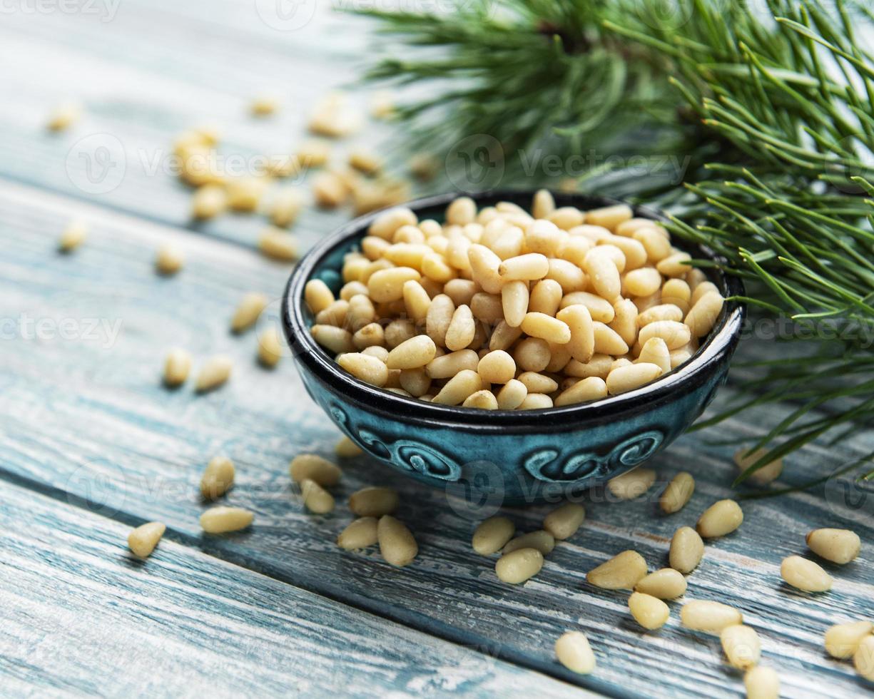 Pine nuts on a table photo