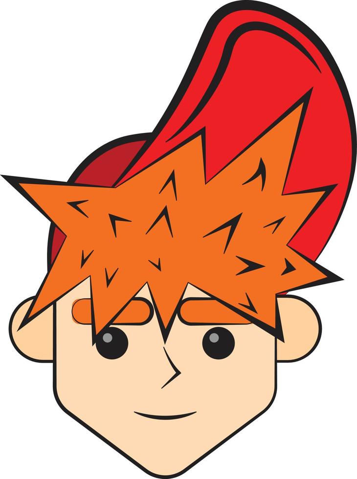 Boy face with stylish hair and red cap. vector