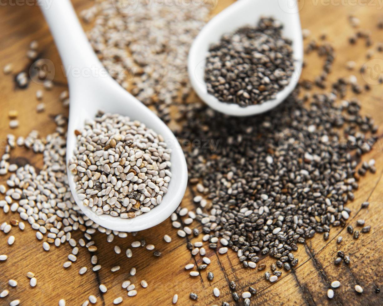 Chia seeds on a table photo