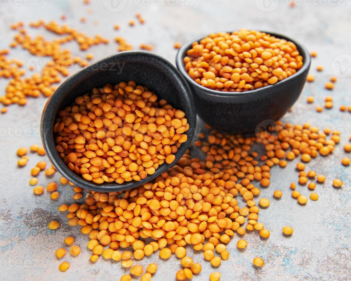 Organic healthy red lentils photo