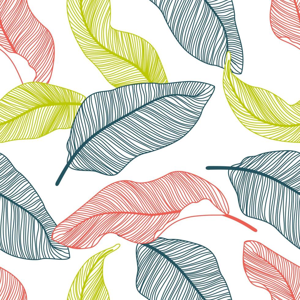 hojas tropicales, hojas de la selva de fondo sin fisuras patrón floral vector