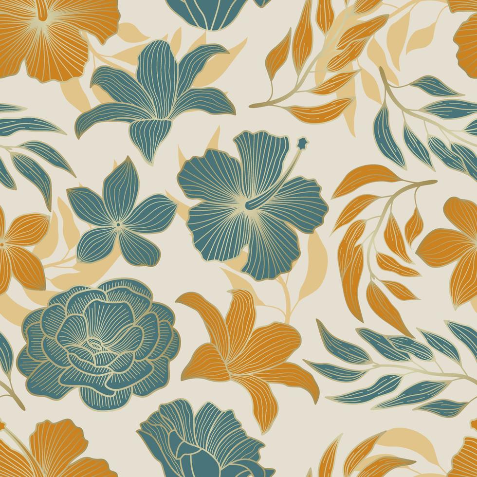 Floral seamless pattern with leaves. tropical background vector