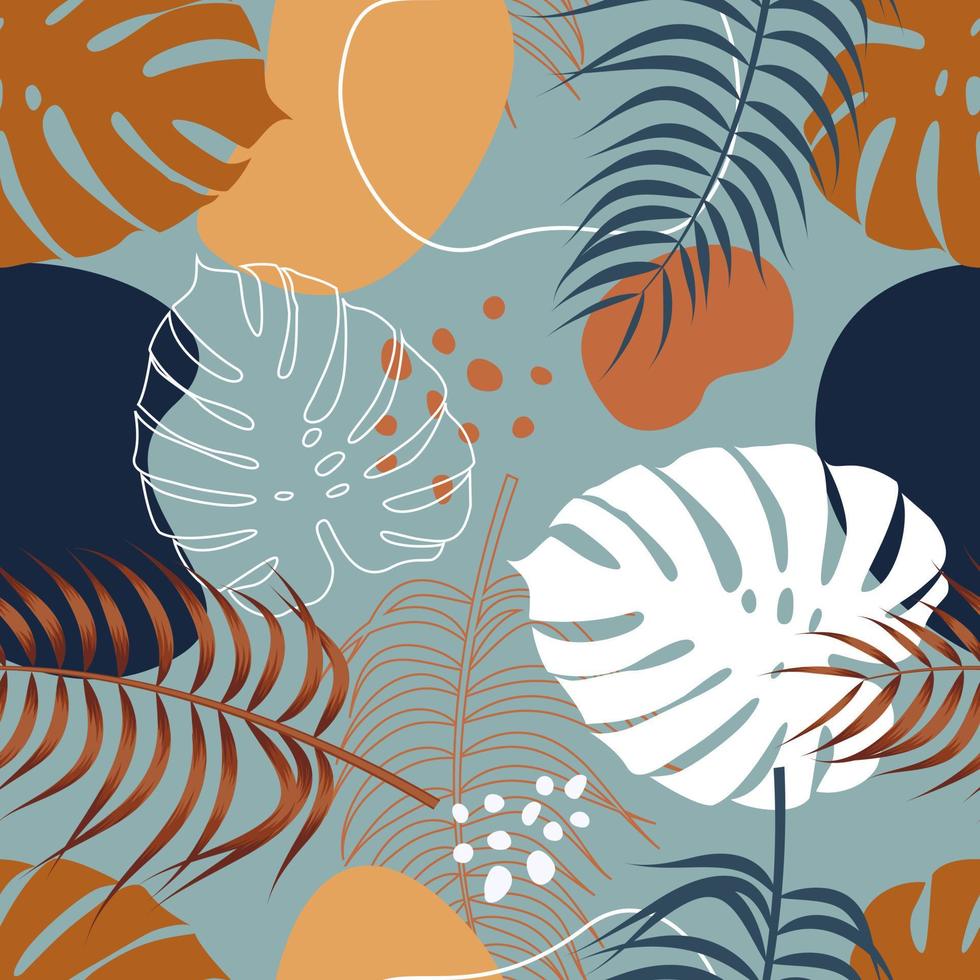 Abstract Floral seamless pattern with leaves. tropical background vector