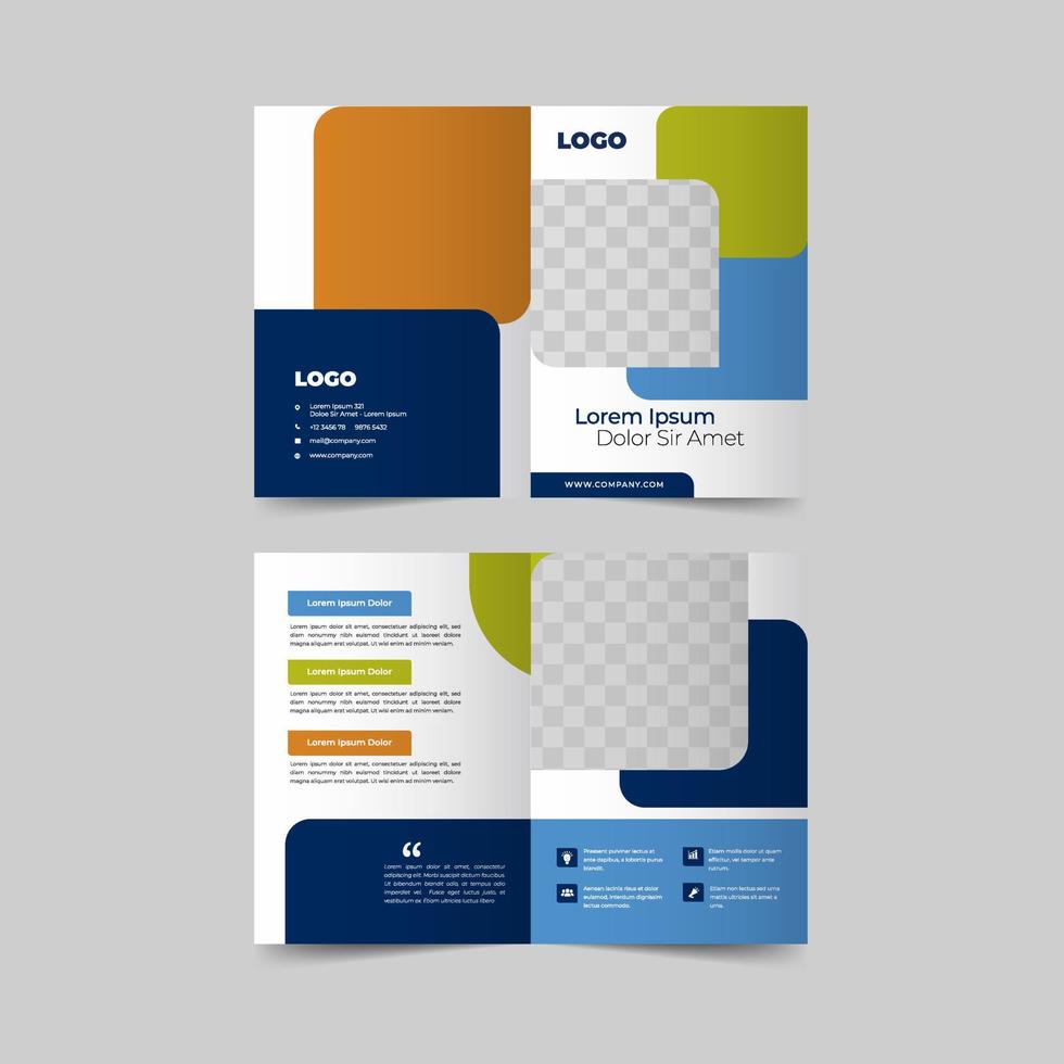 Empty bifold corporate brochure template vector