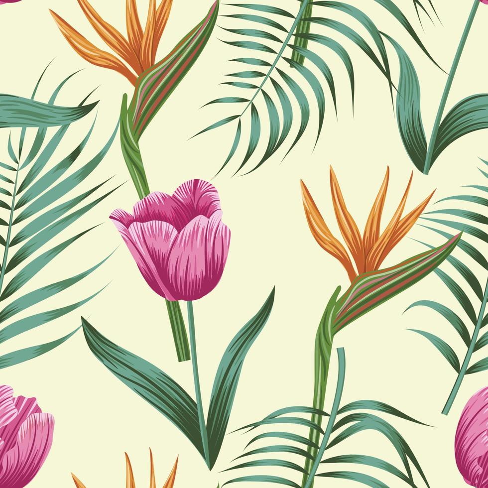 Floral seamless pattern with leaves. tropical background vector