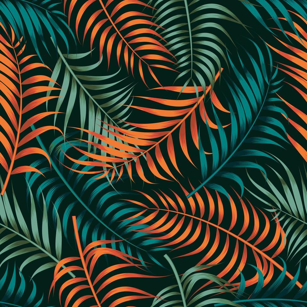 Tropical leaves, jungle leaves seamless floral pattern background vector