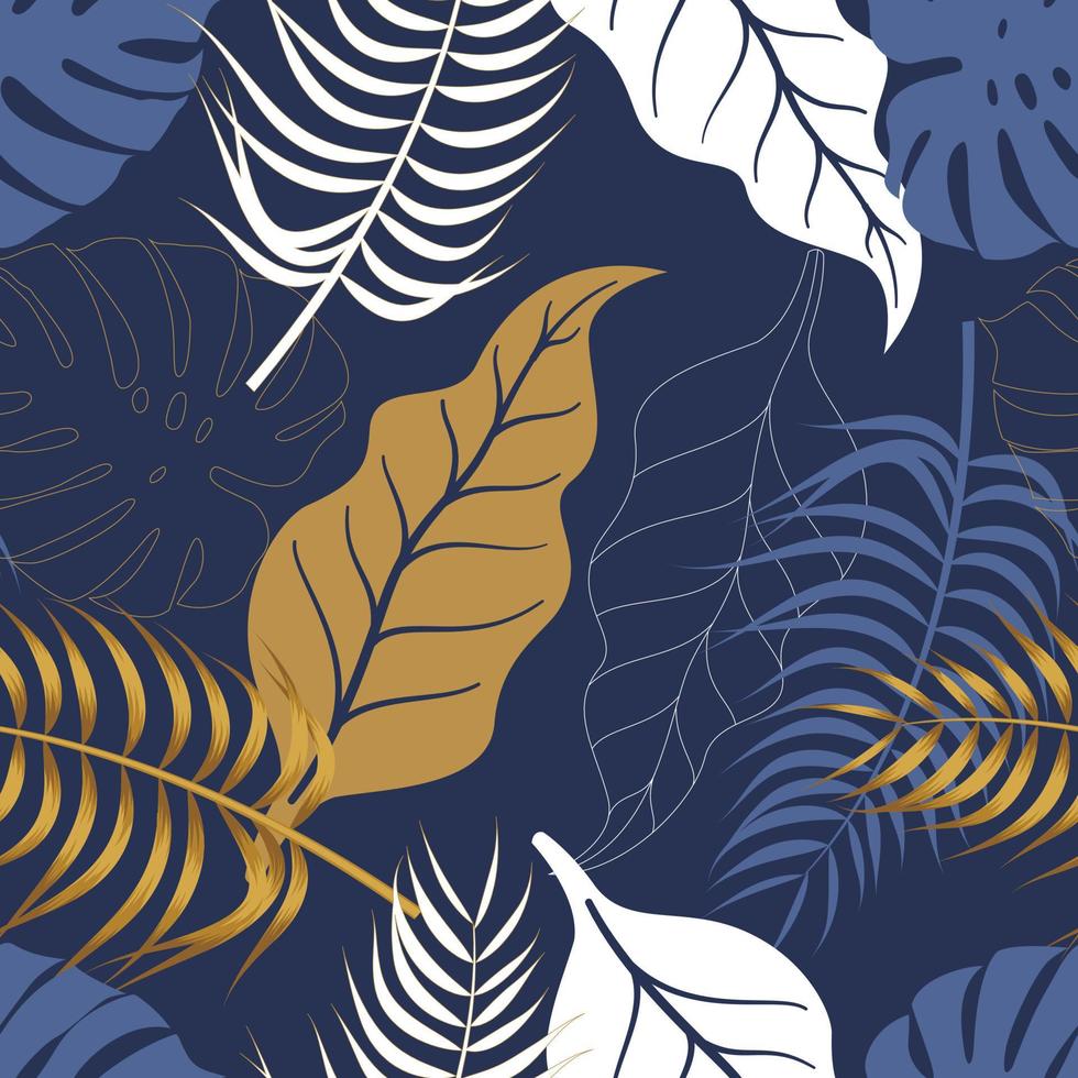 Abstract Floral seamless pattern with leaves. tropical background vector