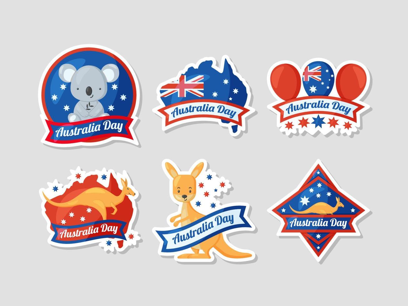 Australia Day Sticker Collection Set vector