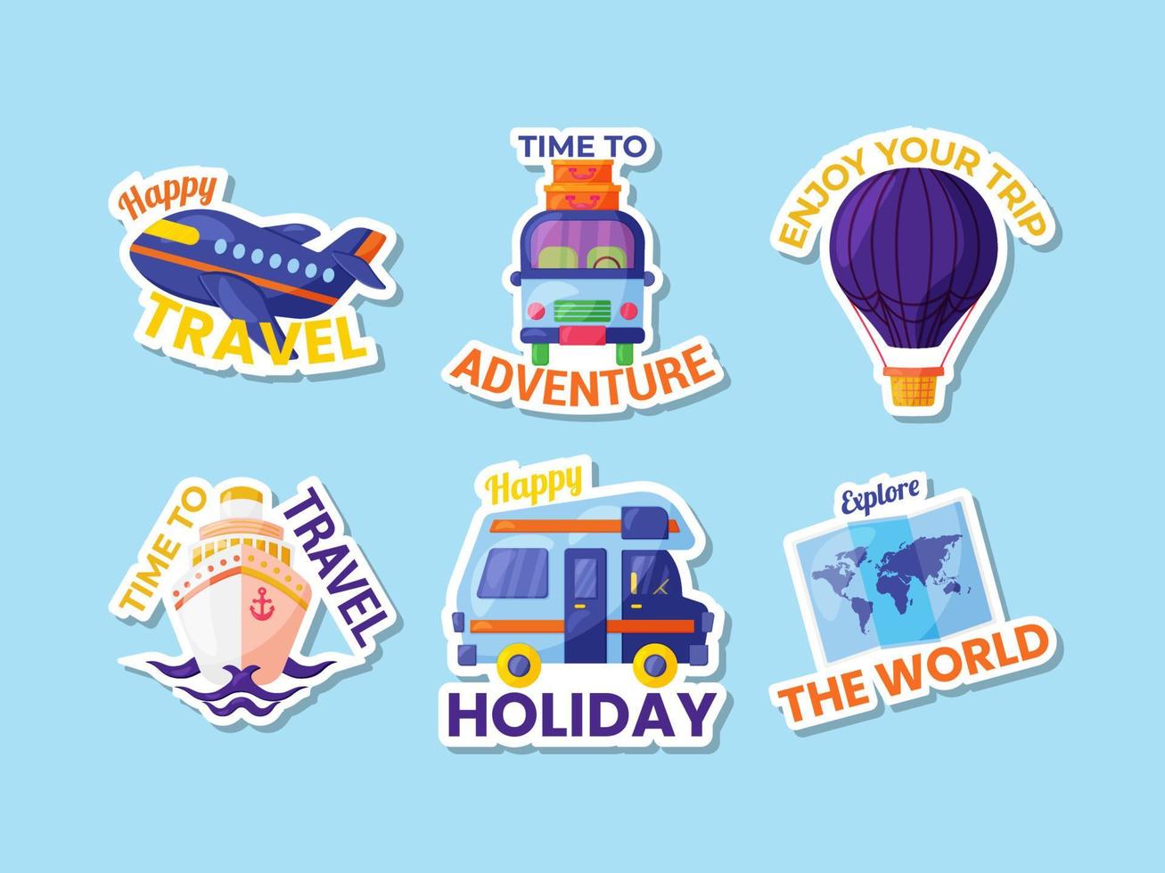 Cute Travel Sticker Set vector