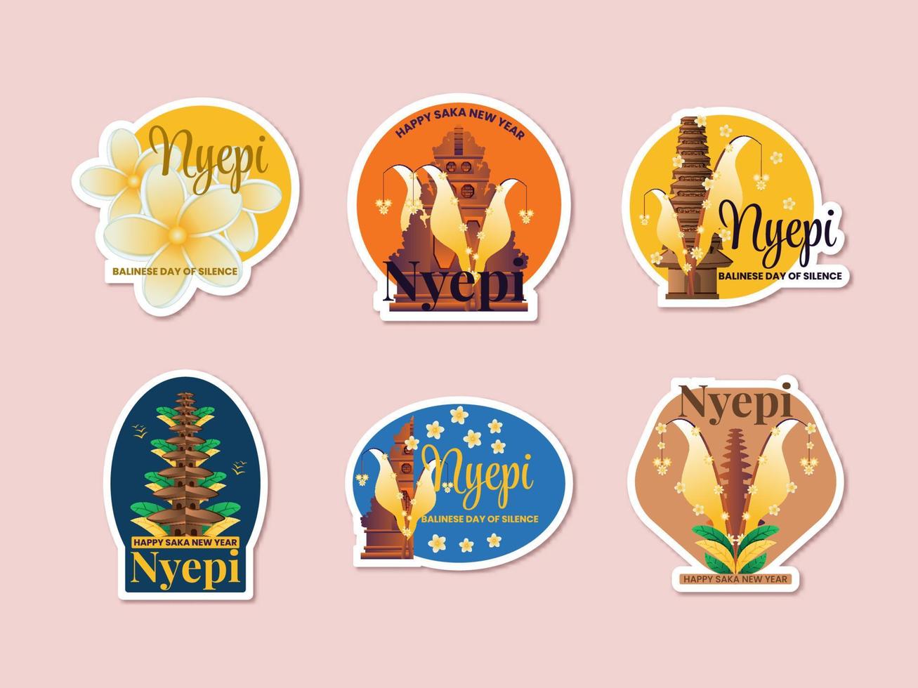 Set of Balinese's Day of Silence Sticker vector