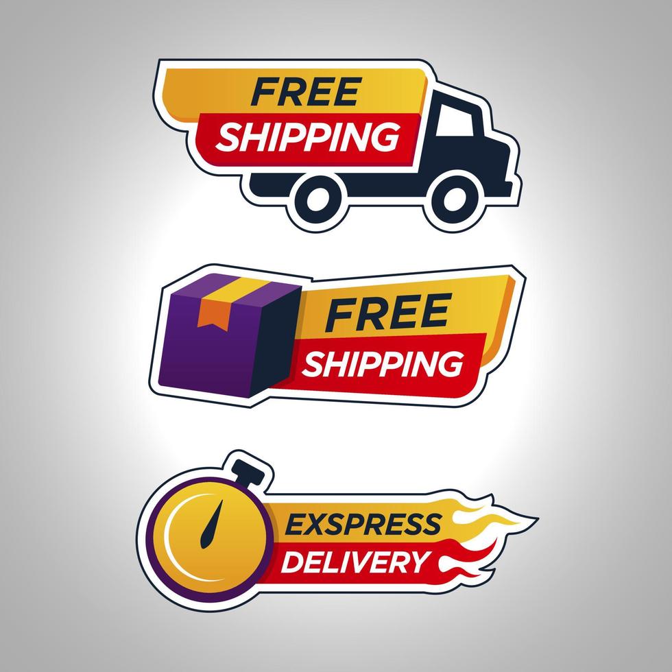 Set of Free shipping Badge Icon vector