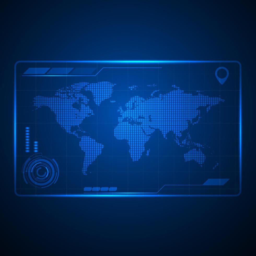 ilustración de vector de mapa mundial de tecnología futura