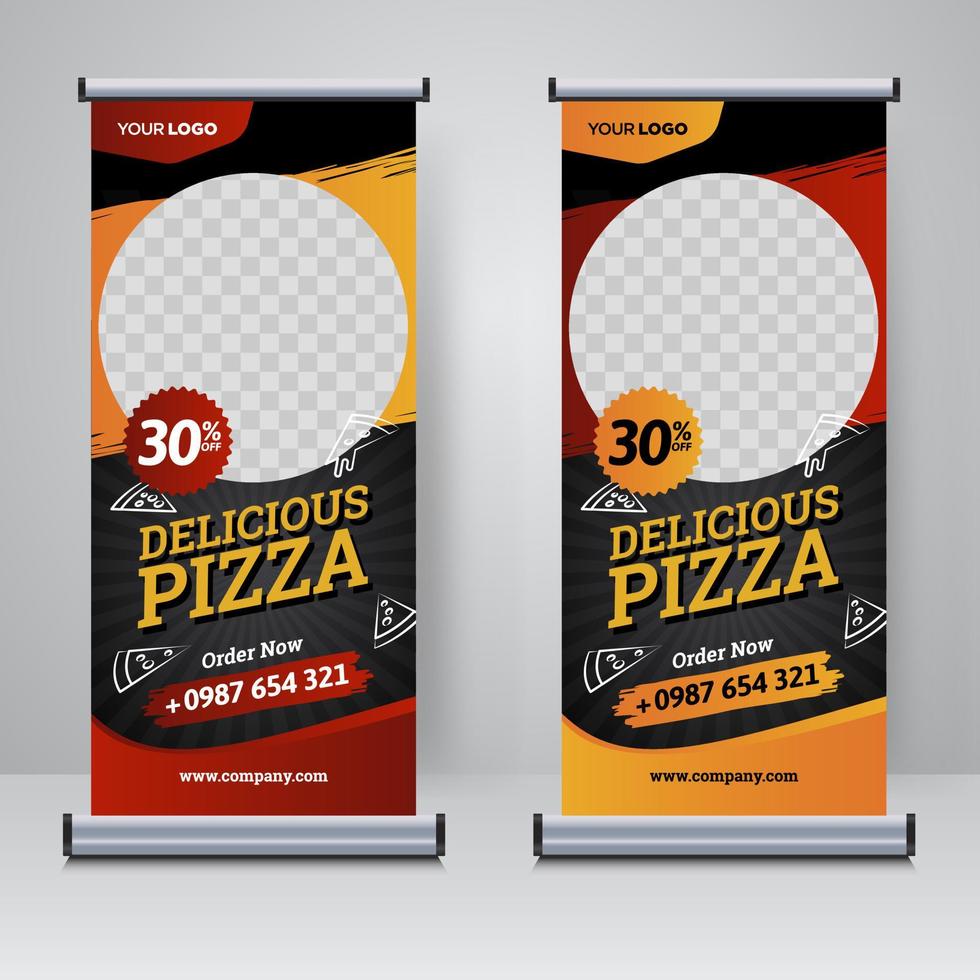 Food and Restaurant roll up banner design template vector