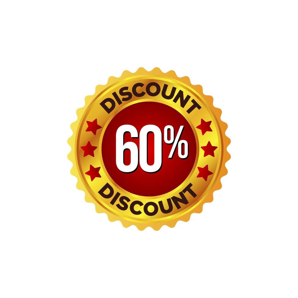 Discount badge on golden and red colour vector