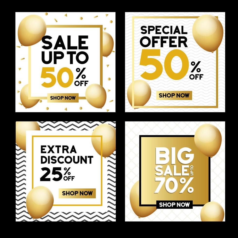 Sale banners template with gold balloons background vector