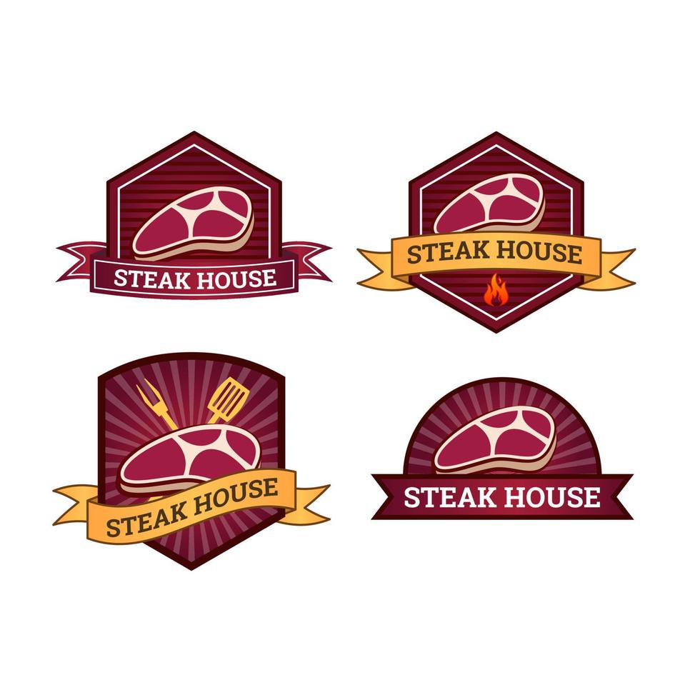 conjunto de plantilla de logotipo de steak house vector