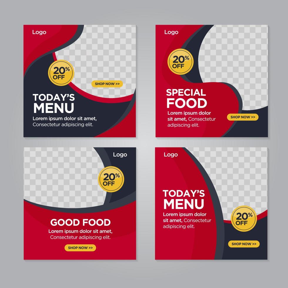 Restaurant food social media banner post design template vector