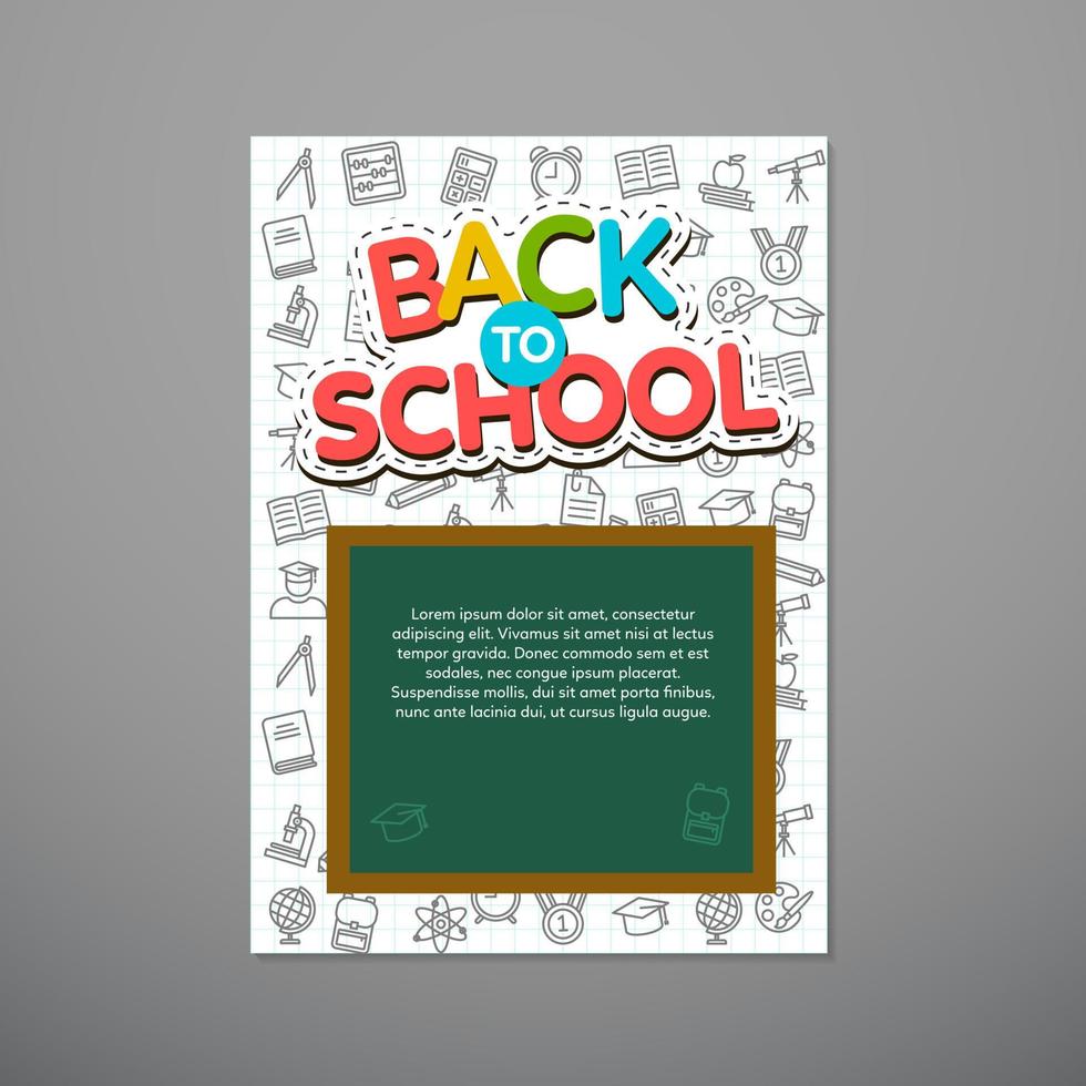 Back to school poster template, vector illustration