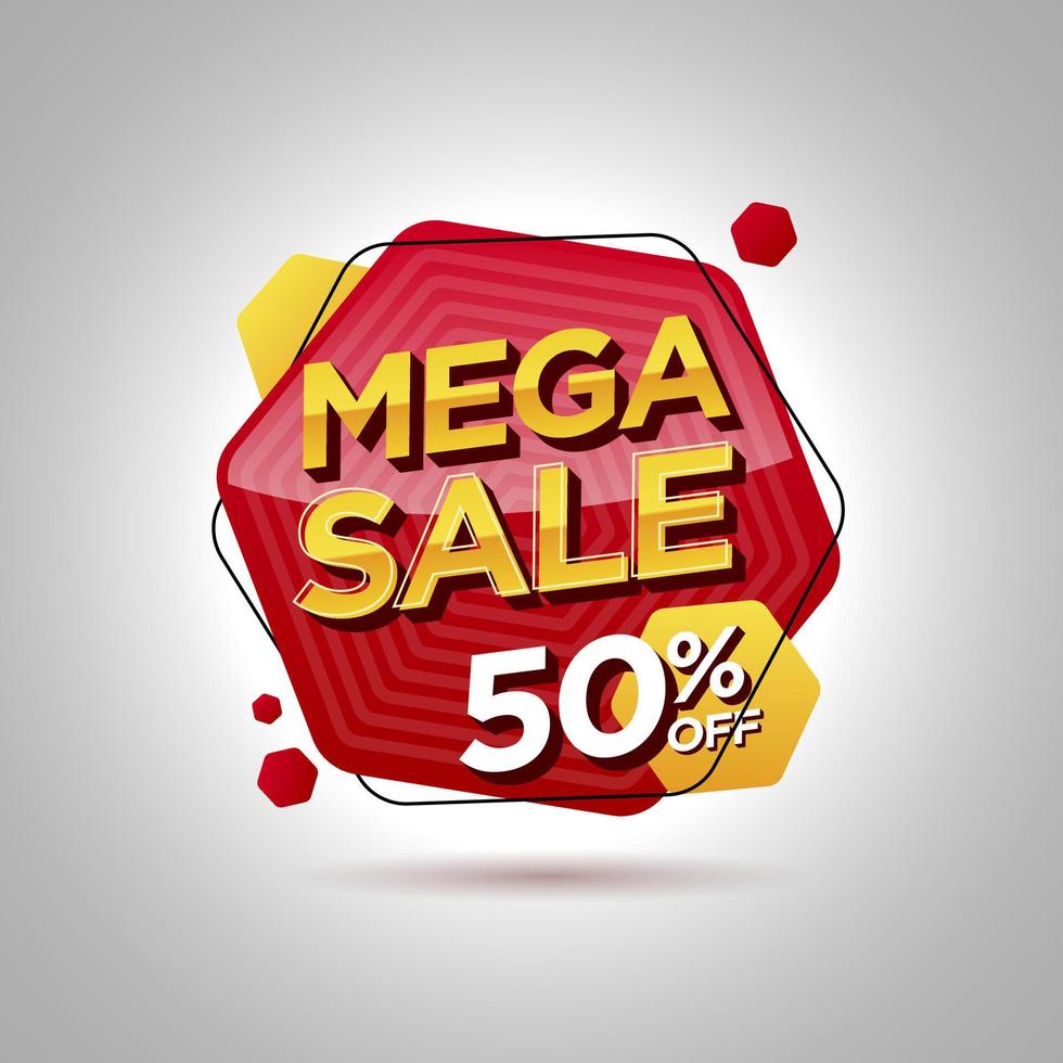 Mega sale promotion banner, with hexagonal shape vector