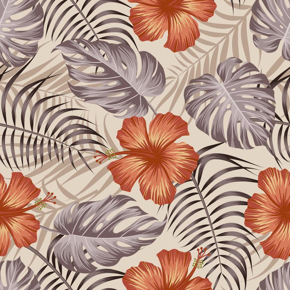 Floral seamless pattern with leaves. tropical background vector