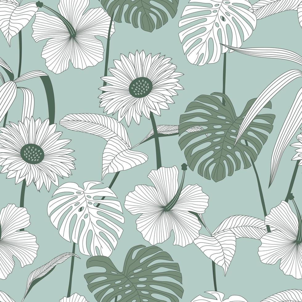 Floral seamless pattern with leaves. tropical background vector