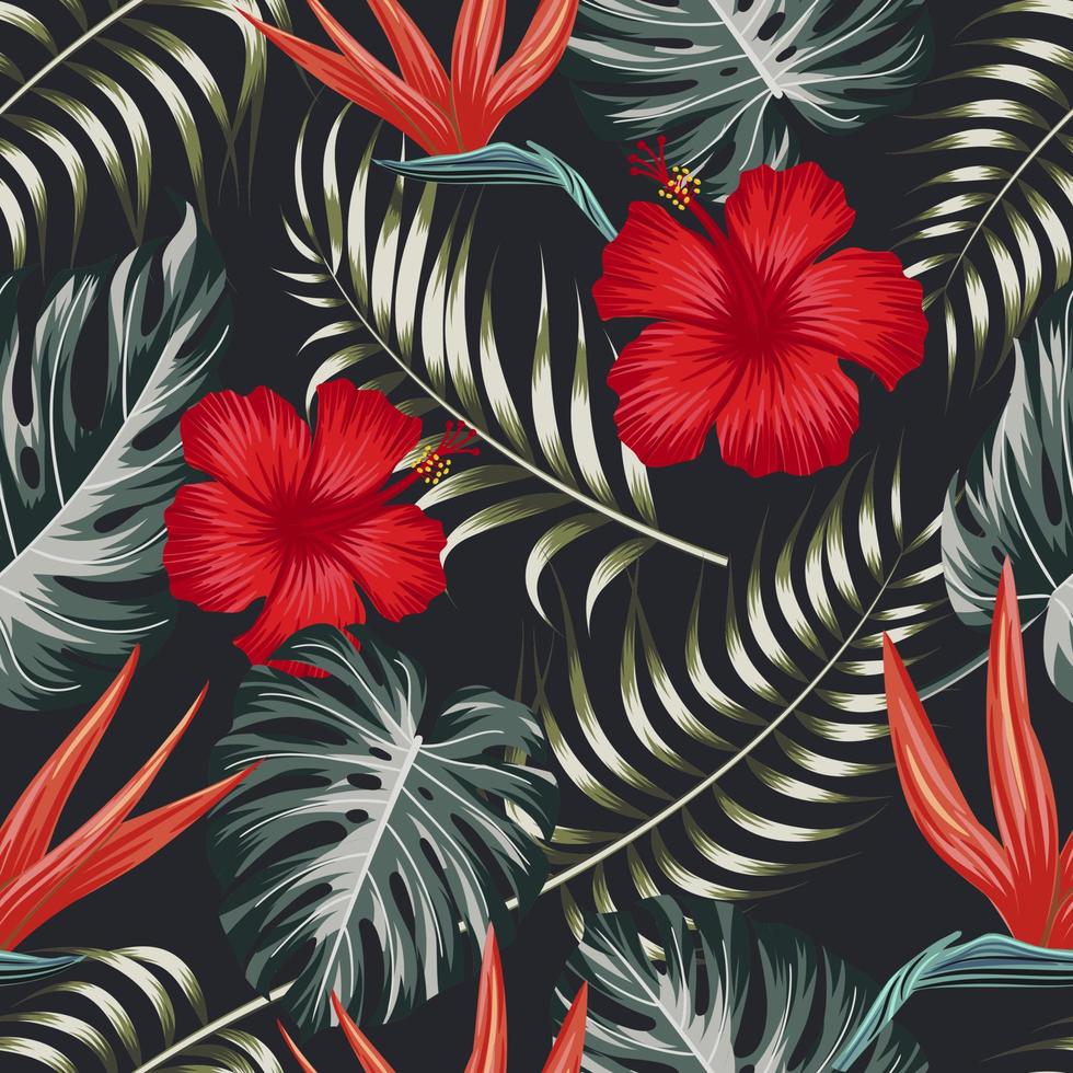 Floral seamless pattern with leaves. tropical background vector