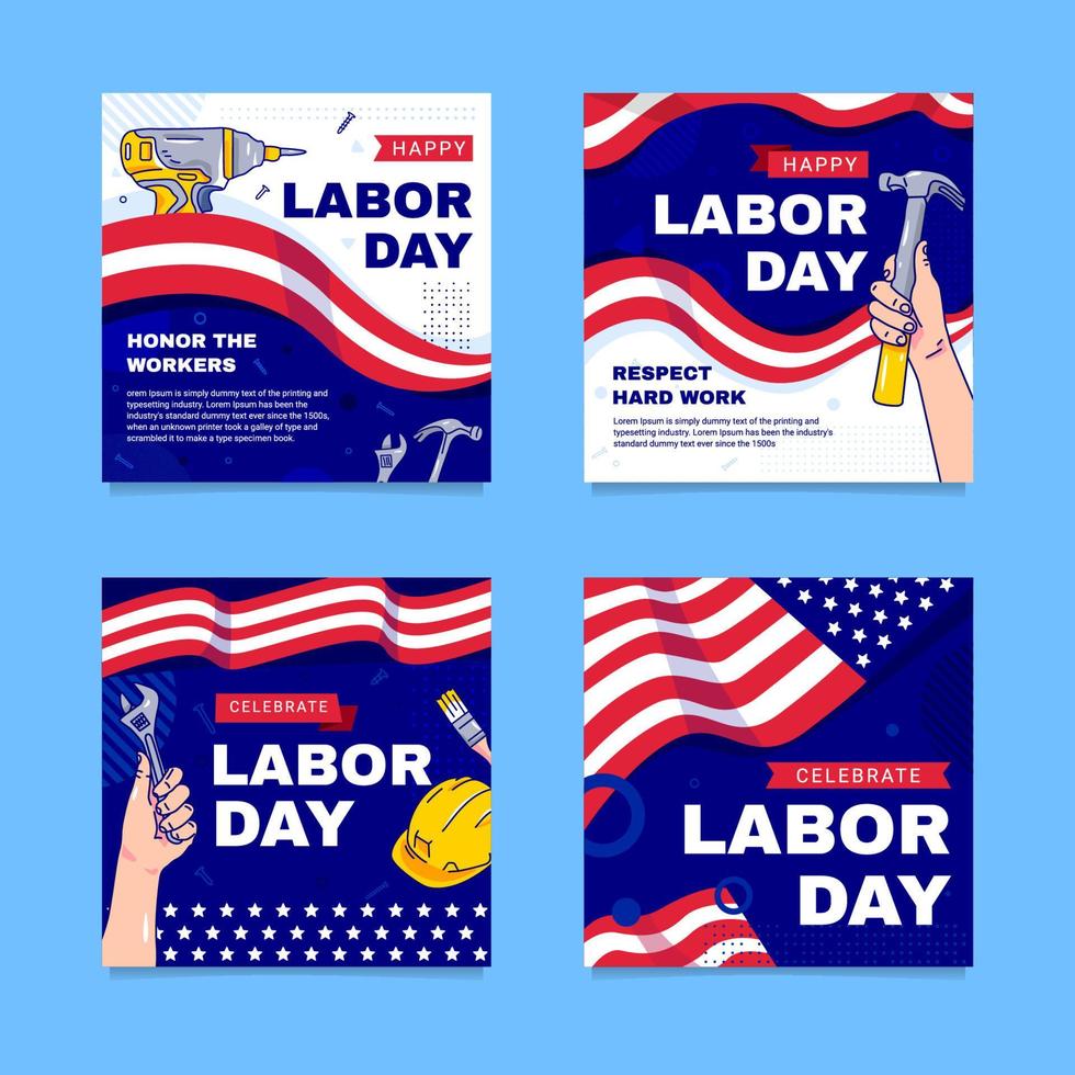 Labors Day Social Media Posts vector