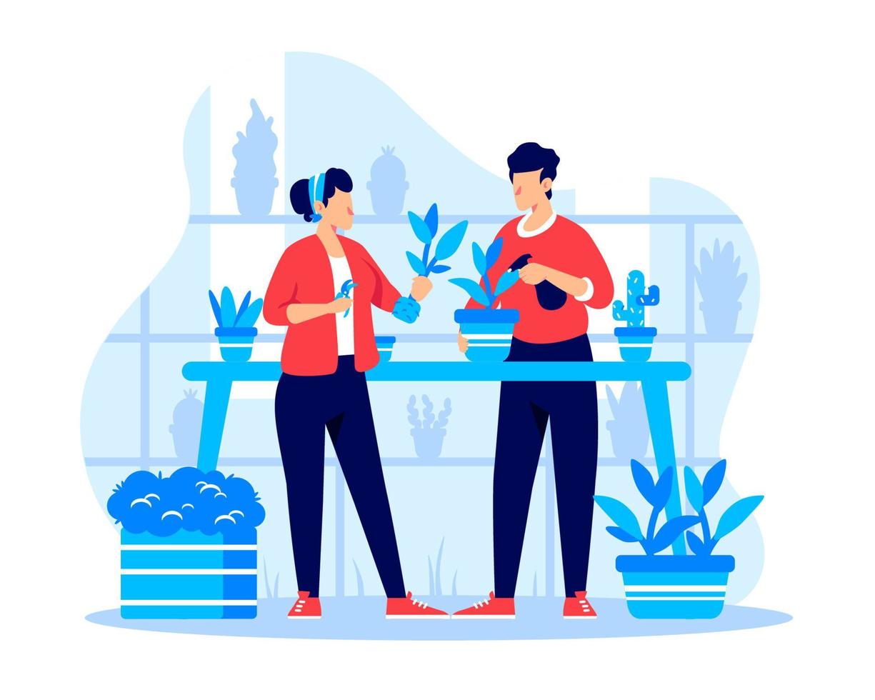 Gardener Taking Care of Plants vector