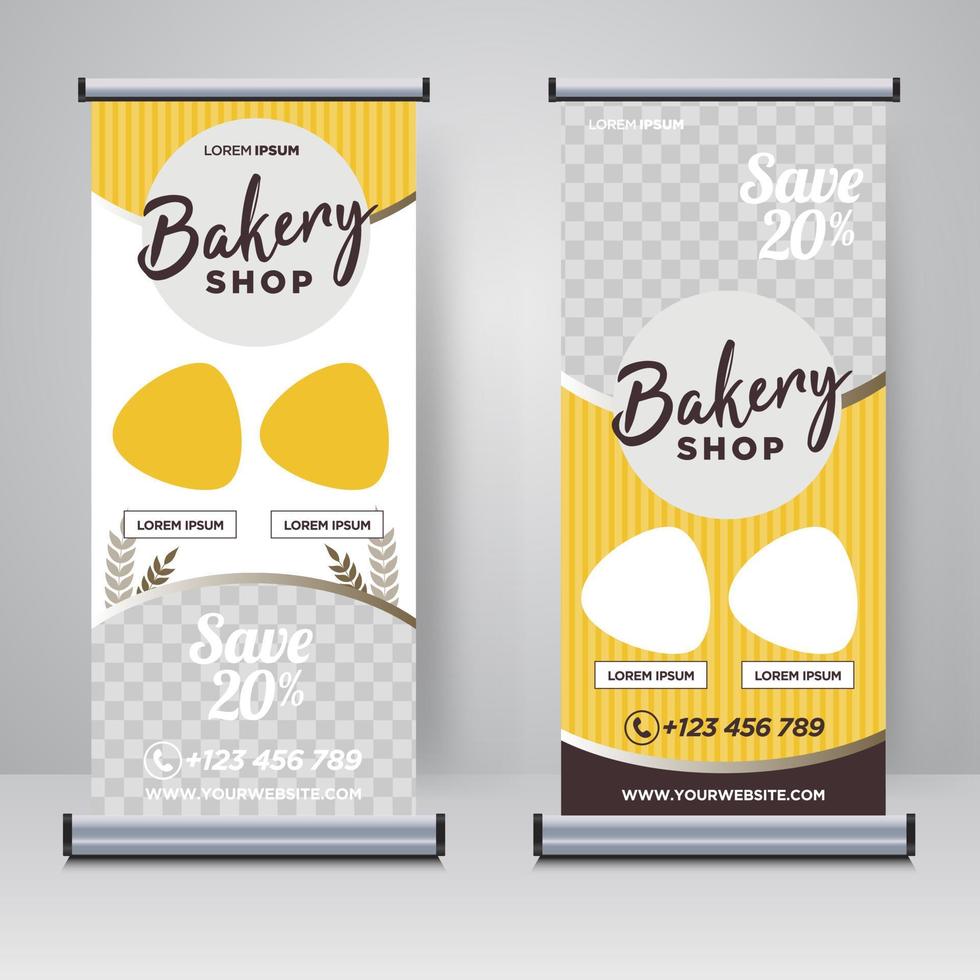 Bakery shop rollup or x banner design template vector