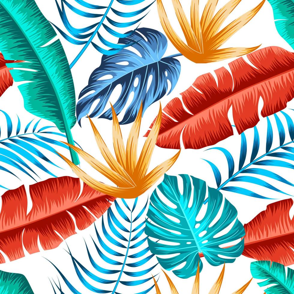 Floral seamless pattern with leaves. tropical background vector