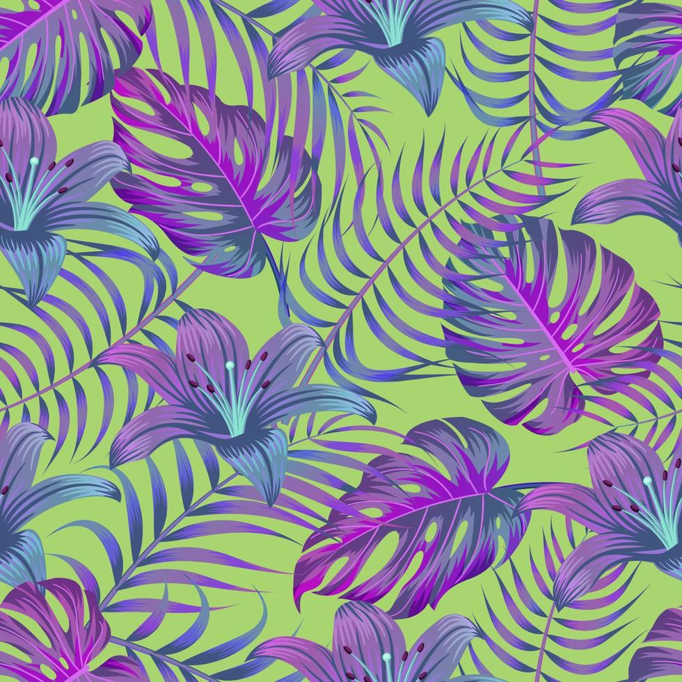 patrón floral transparente con hojas. fondo tropical vector
