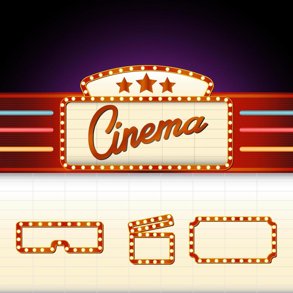 letrero de cine vintage. letrero vintage película, ilustración vectorial vector