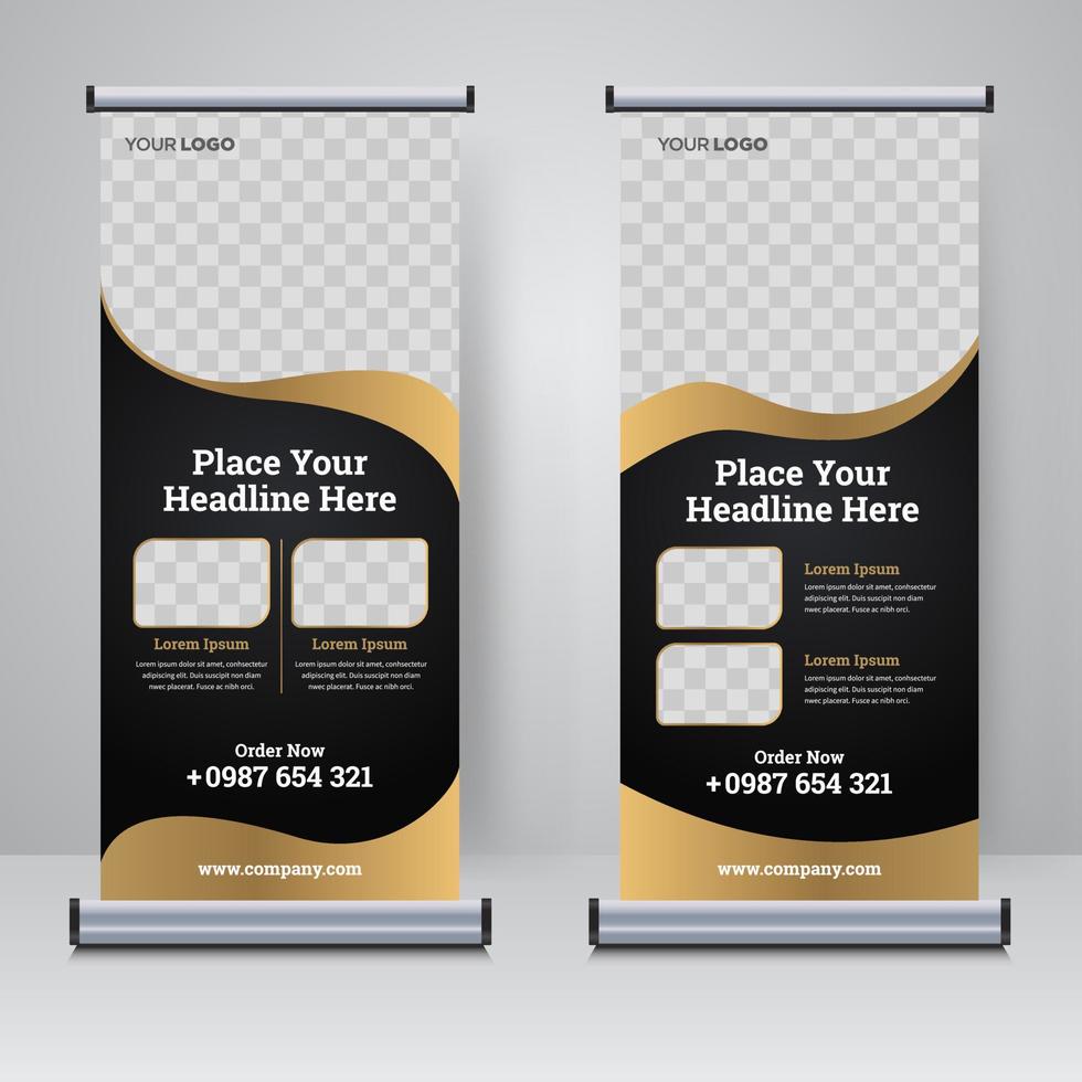 Food and Restaurant roll up banner design template vector