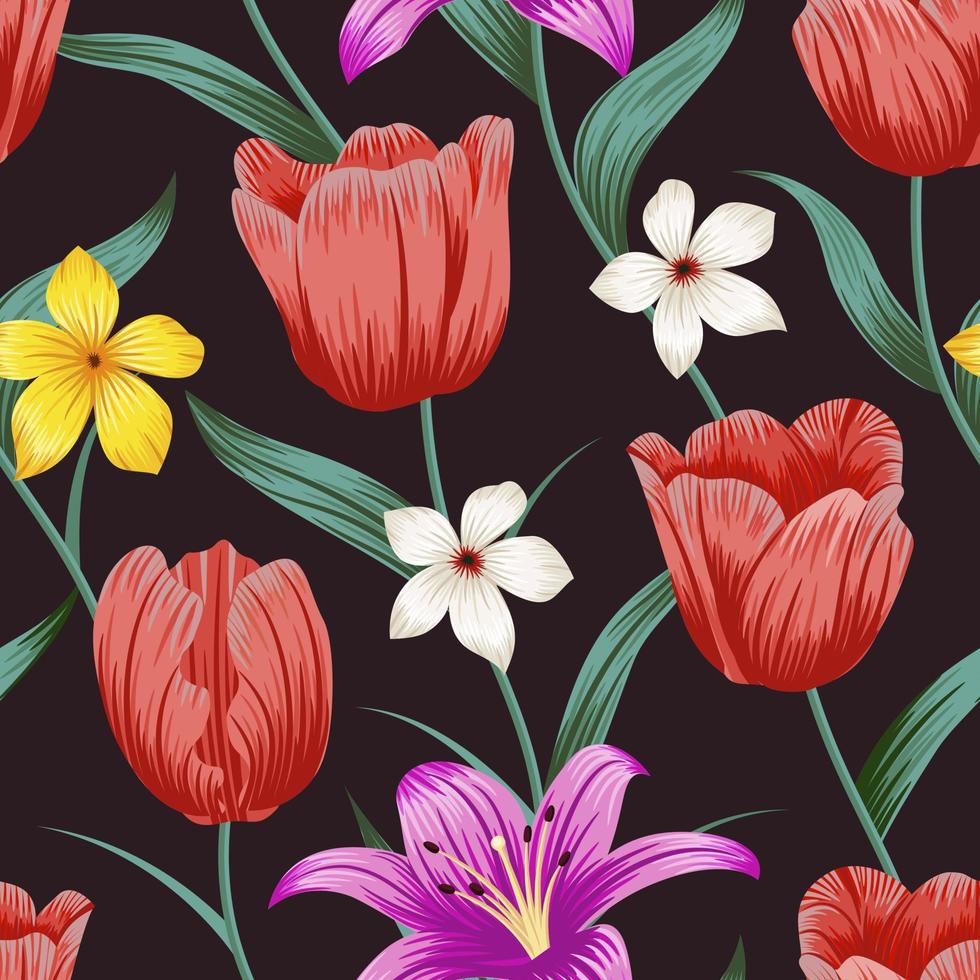 Floral seamless pattern with leaves. tropical background vector