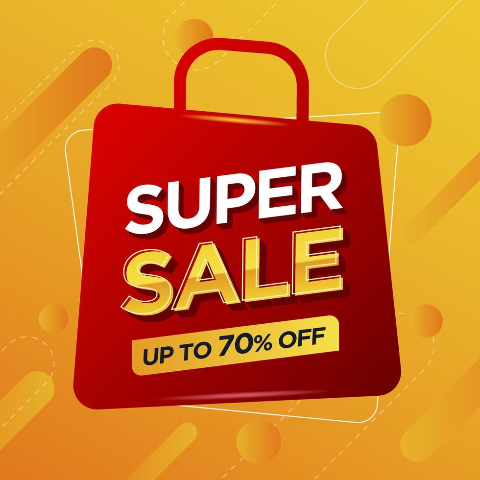 Super Sale banner design template, with shopping bag vector