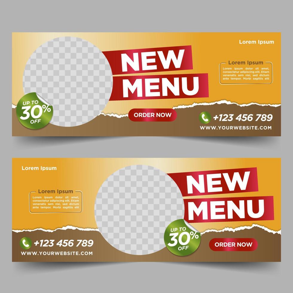 Food gift voucher, discount design template vector