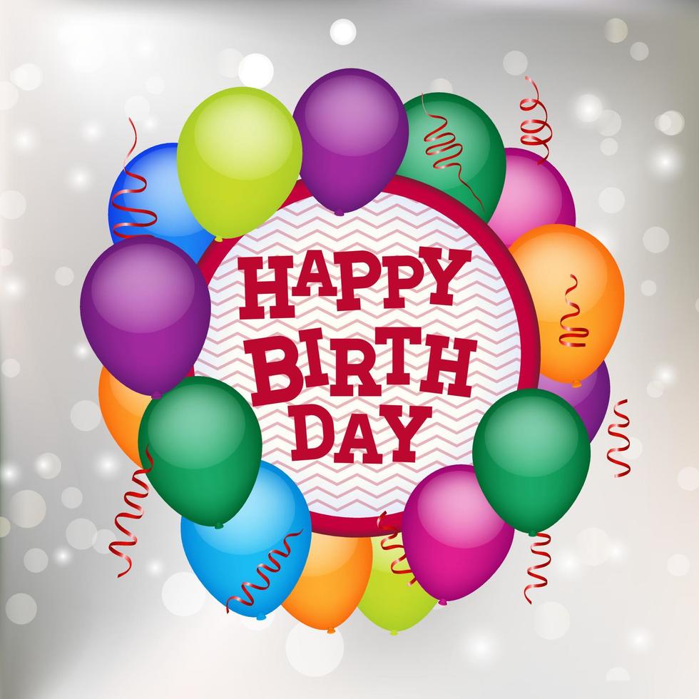 Colorful balloons holding a Happy Birthday sign vector