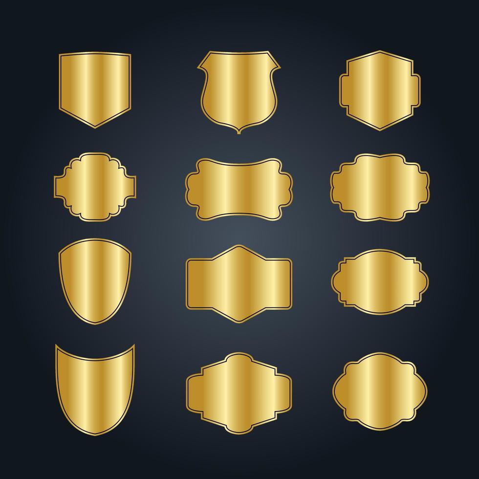 Vintage blank empty frame set collections, badges, gold, vector illustration