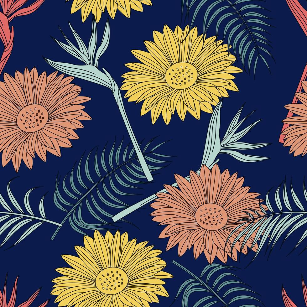 Floral seamless pattern with leaves. tropical background vector